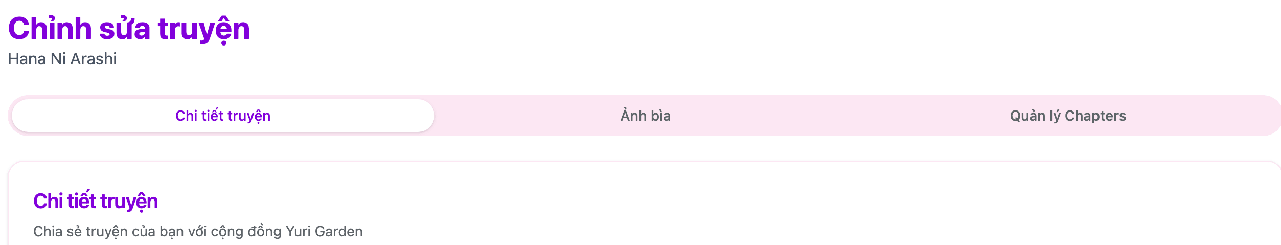 Giao diện upload truyện