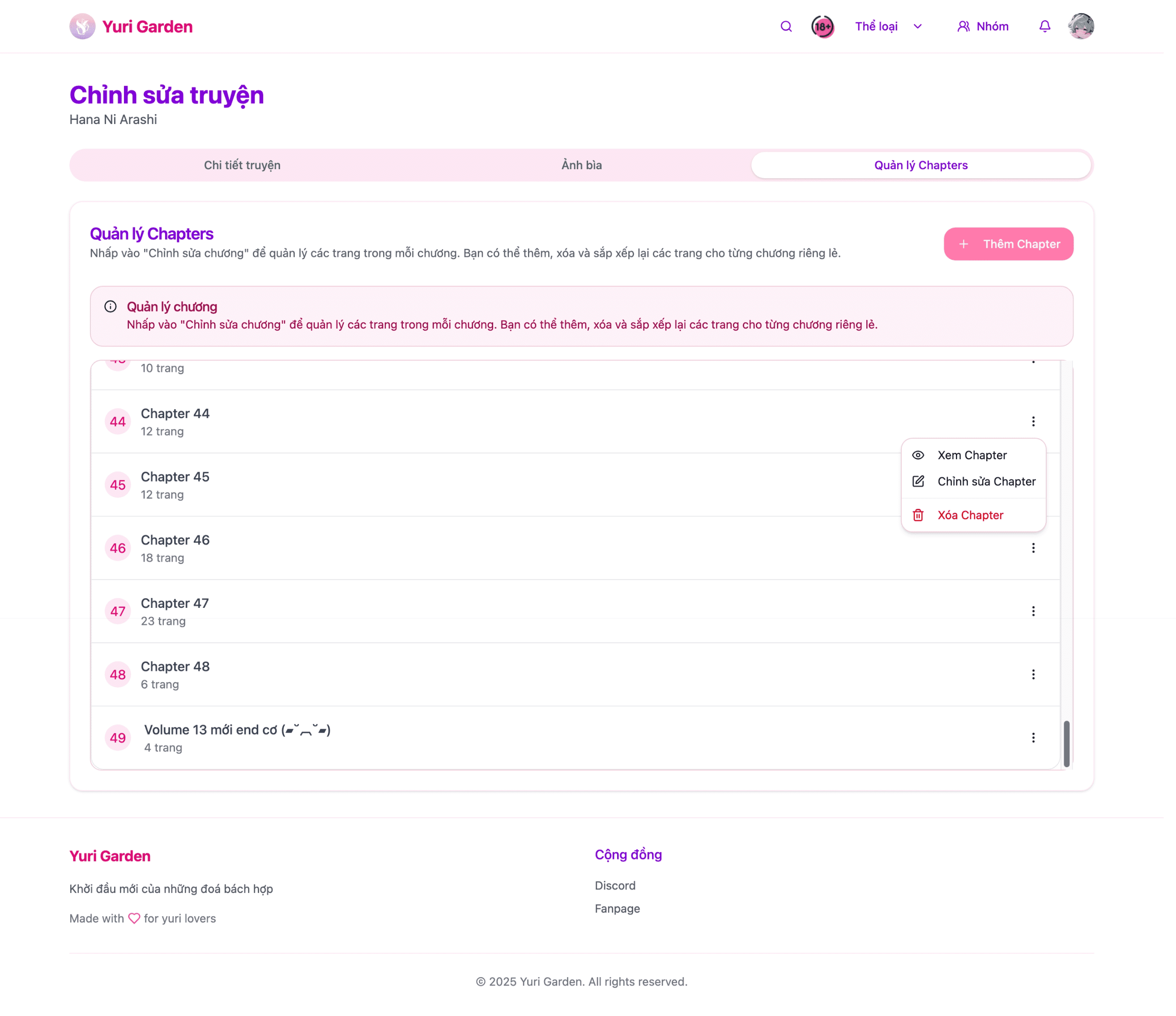 Giao diện upload truyện