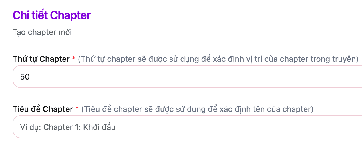 Giao diện upload truyện
